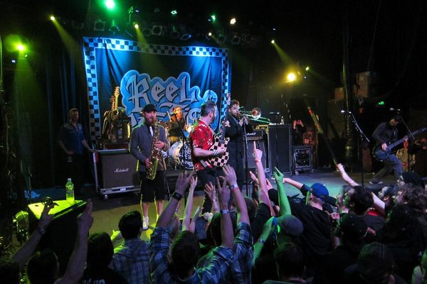 Orange County ska punk band Reel Big Fish, performing live in 2013.